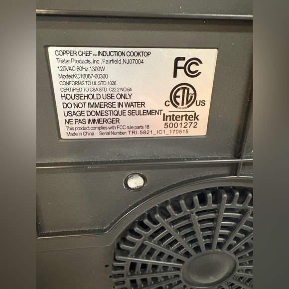 COPPER CHEF Induction Cooktop/Hot Plate 1300 Watts KC16067-00300 Tested Working - Picture 4 of 7